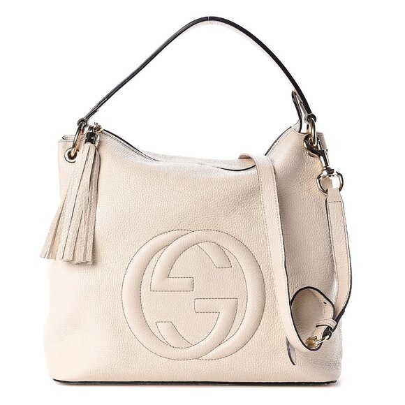 Gucci Pebbled Calfskin Large Soho Hobo in Off White AUTHENTIC - Picture 1 of 13